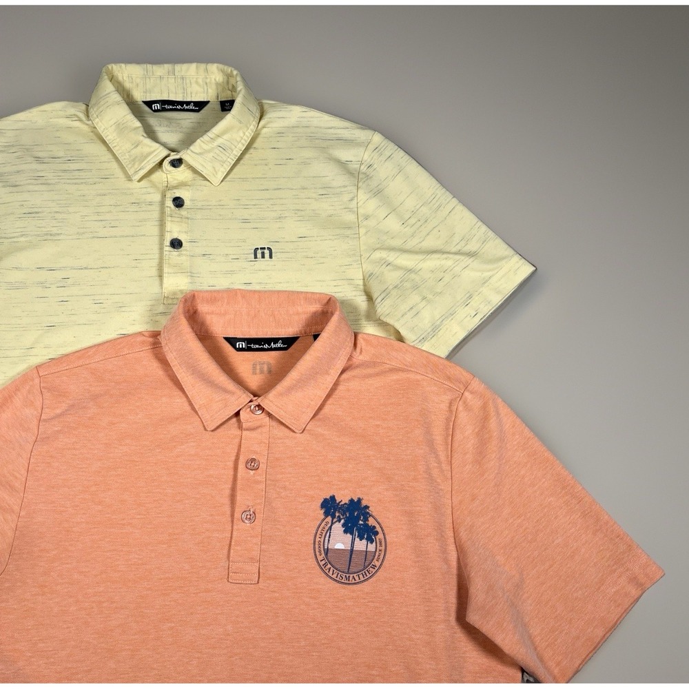 Lot of 2 TravisMathew Golf Polo Shirts Men's M Performance Short Sleeve